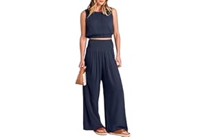 ANRABESS Women's 2 Piece Linen Lounge Set Casual Matching Pants Jumpsuit Summer Beach Travel Vacation Trendy Outfits