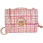 TXMAQQ Crossbody Bags for Women Small Handbags Leather Shoulder Bag Tweed Purses Evening Bag Clutch Satchels with Chain Strap