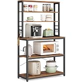 VASAGLE Coffee Bar, 31.5 Inches 6-Tier Baker's Rack with 6 Hooks | Modern Basic Microwave Stand, 31.5 x 15.7 x 65.7 Inches, R