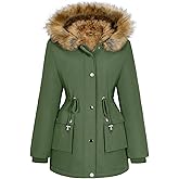 HEEKPEK Women Winter Coats Fleece Lined Parka Jackets Hooded Warm Thicken Coat With Pockets and Fur Hood Trendy Overcoat