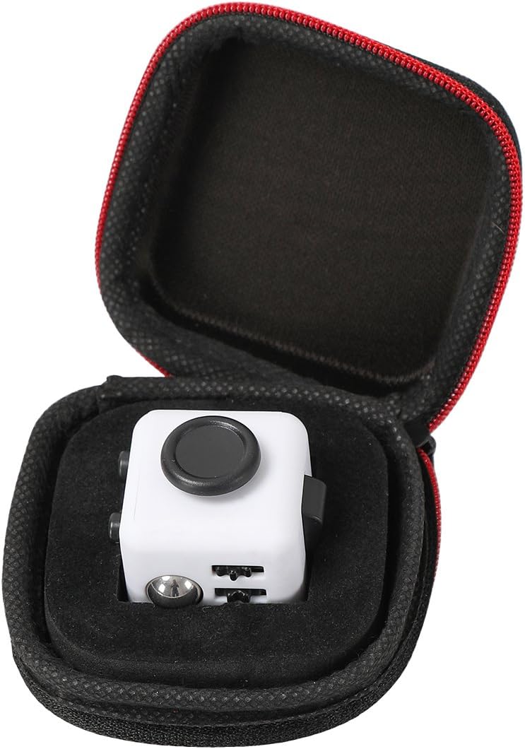 Fidget Cube with Cover, Desk Toy, Clicker, Joystick Button for Stress, Anxiety, ADHD, Autism, Concentration for Adults Children, Students, Office Gift, 2?Black White