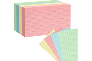 Colored Index Cards 5x8 100Pcs, Goefun Ruled Flashcards, 4 Color Notecards for Studying, Recipes, Memo Cards, Office Supply, DIY, Presentation