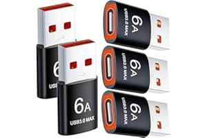 USB 3.0 to USB C Adapter for iPhone 17 5Pack,USBC Female to A Male Car Charger Adapter, 6A Type C Converter for Apple 16 Pro 