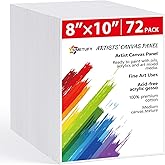 Simetufy 72 Pack 8 x 10 inch Canvas Boards for Painting Flat Canvas Panels Bulk Value Pack for Classes and Parties 100% Cotton for Acrylics Paint