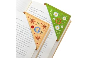 JIAODIREN 2 PCS Personalized Letter Bookmarks, Cute & Fun Book Accessories for Reading Lovers, Hand Embroidered Leather Page Markers for Women Girls Students Teachers Retirement Birthday Gifts (Spring&Fall, G)