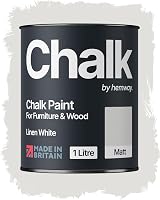 Hemway Linen White Chalk Paint 1L Matt Finish Furniture & Walls