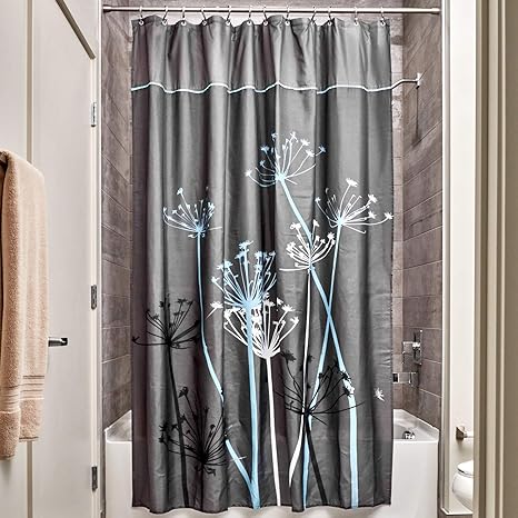 Interdesign Thistle Fabric Shower Curtain Long 72 X 84 Inch