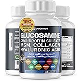 GUDOMET Glucosamine Chondroitin sulfate Methylsulfonylmethane Hyaluronic Acid Turmeric Ginger Vitamin C, D3, Black Pepper -150 Capsules