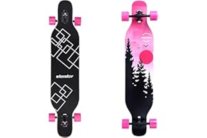 Slendor Longboard Skateboard 42 inch Drop Through Deck Complete Maple Cruiser Freestyle, Camber Concave