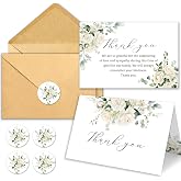 HiABNRT 50 Funeral Thank You Cards with Envelopes, Floral Design 4&times;6 In | Bereavement Cards Bulk, Sympathy Cards for Funeral, Family Friends Loved Ones, Celebration of Life