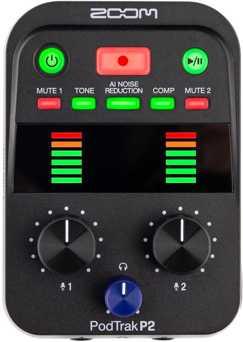 Zoom P2 PodTrak Mobile Podcast Recorder with USB Mic Connection