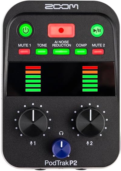 Zoom P2 PodTrak Mobile Podcast Recorder with USB Mic Connection