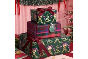 xo, Fetti Tis the Season Wrapping Paper + Tag Set - 12 Sheets | Tartan Christmas Plaid Gift Wrap, Decorative Christmas Bag, Holiday Party Favor, Red and Green