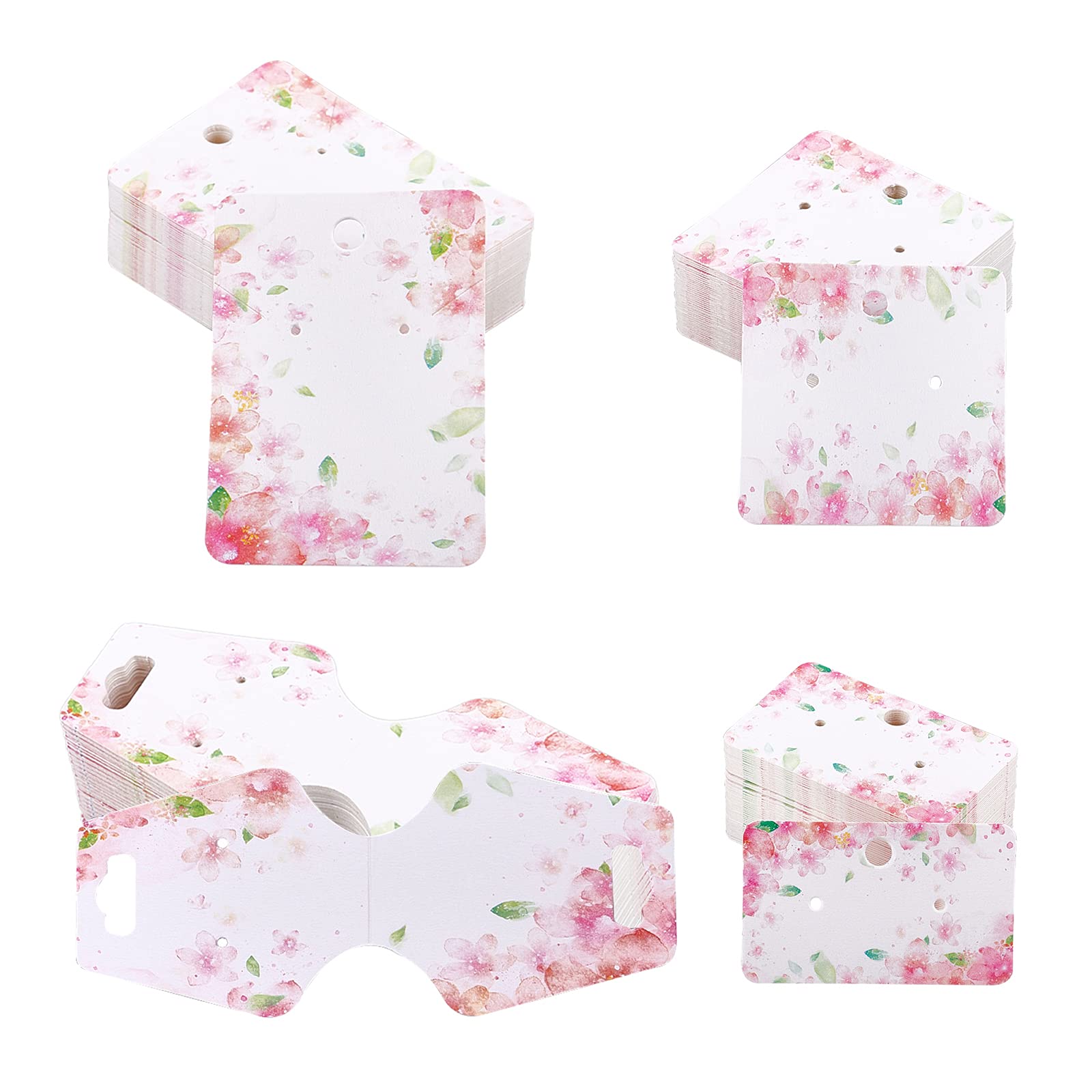 CHGCRAFT 2Pcs 4Sizes Earrings Display Card Jewelry Store Cards Holder Cards for Necklace Earring Card Displace Pink Pattern Blank Paper Tags for DIY Jewelry Display