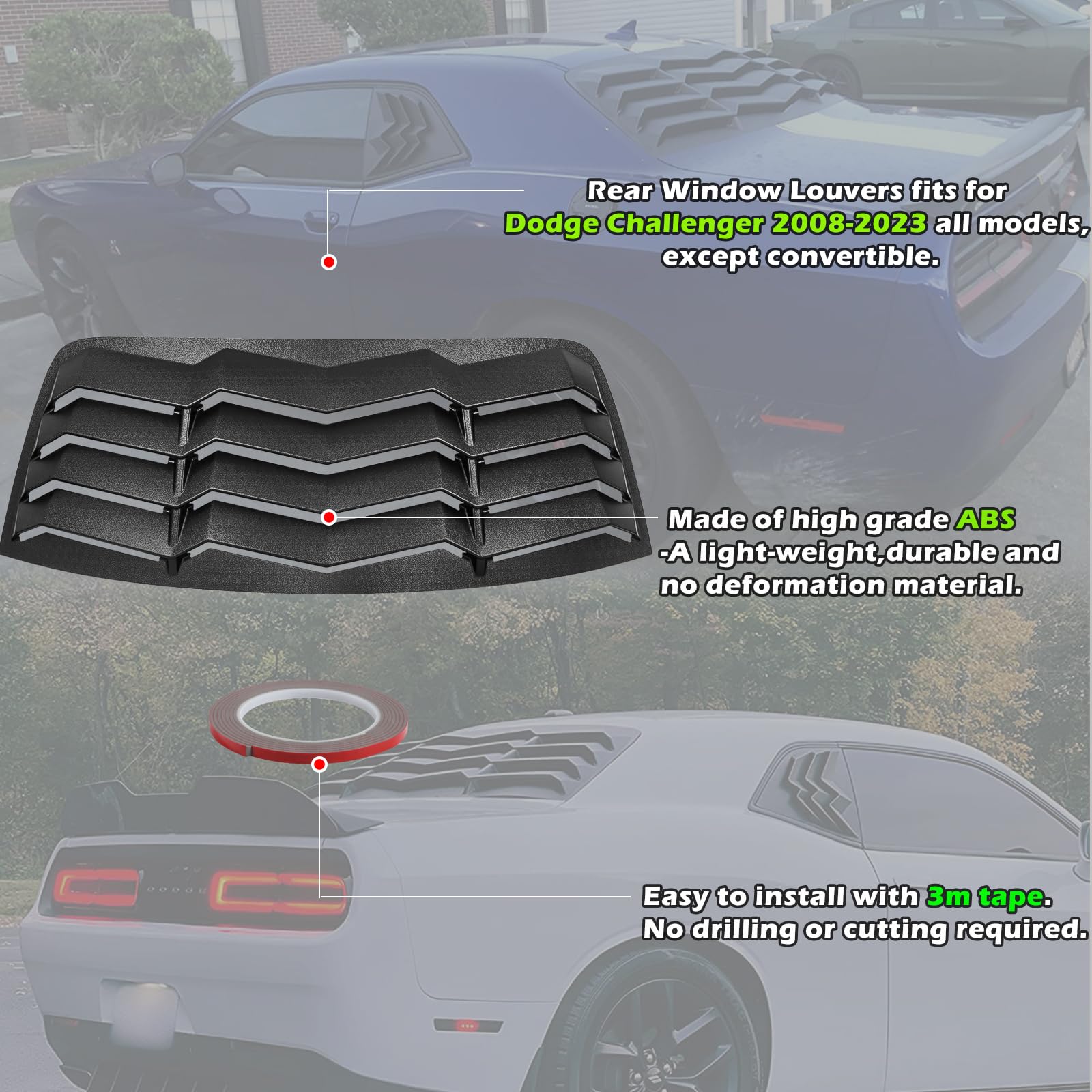 Rear Window Louver For Dodge Challenger 2008-2023 In | Ubuy
