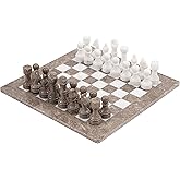 Radicaln Marble Chess Set 15" Inches Handmade Grey Oceanic and White Classic Board Game, Ideal Chess Games for Adults, Luxury Marble Chess Boards & Pieces for Gifts