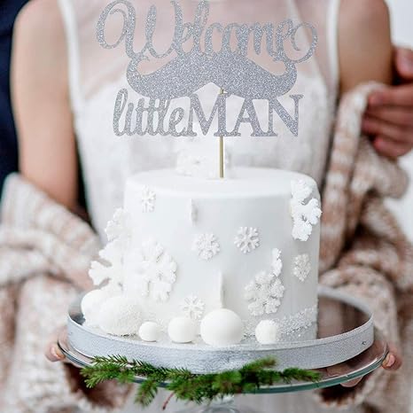 Amazon Com Starsgarden Welcome Little Man Cake Topper Baby
