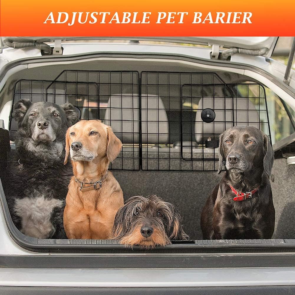 Urban Deco Dog Car Barriers—Heavy Duty Adjustable Wire Pet Cars Barrier with Front Seat Mesh in Black—Safety Travel Dividers Fence for Vehicles, SUV, Cars. : Pet Supplies