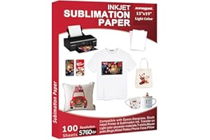Seogol Sublimation Paper 13 x 19 Inches 100 Sheets 125gsm, for Inkjet Printer with Sublimation Ink Epson, Sawgrass, Ricoch, Heat Transfer Sublimation for Mugs T-shirts Light Fabric