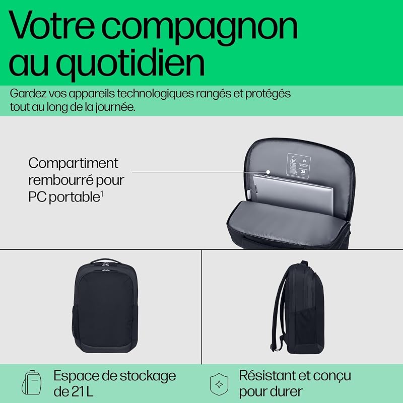 Sac à Dos pour PC Portable 16 Pouces Everyday, Gris Odyssey, Compartiment Ordinateur Rembourré, Sac de Travail et Voyage
