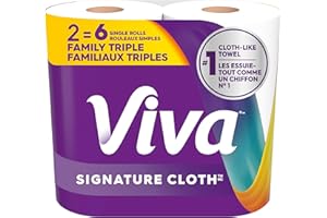 Viva Signature Cloth Paper Towels, 2 Family Triple Rolls =6 Regular Rolls, 141 Sheets per roll, No.1 Cloth-Like Towels