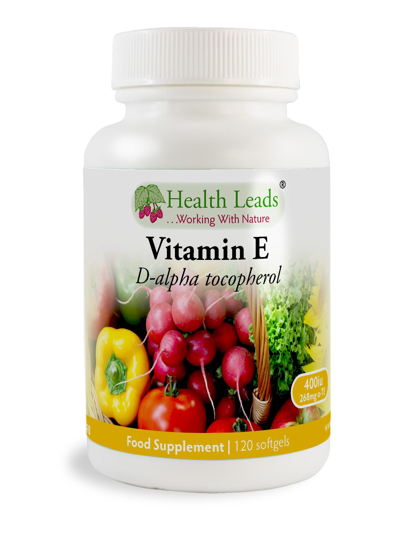 Natural Vitamin E 400iu x 120 Capsules (100% Natural D-Alpha Tocopherol)
