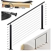 Muzata 2-4ft Pre-Crimped Complete Cable Railing Kit for Stairs 36in RC09 | Surface Mount Black Cable Railing System, Pre-crimped Terminals, Complete Set, Length Adjustable, Easy DIY with User Guide