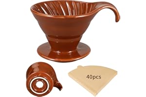 Mongdio Pour Over, Ceramic Coffee Pour Over, Reusable Porcelain Portable Pour Over Coffee Maker with 40pcs Paper Filter, For Home,Coffee