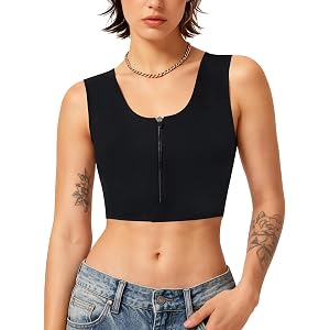 LODAY Chest Binder Ftm Binder Bra Transgender Front Zipper Compression Bra