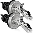 GREENOLIVE Replacement Oil Dispenser Spout for .6” Bottle Opening - Pourer Dimensions 3.25”H x 1.25”L x 1.25”W - Stainless Steel Automatic Closure Keeps Oil Fresh (Set of 2)