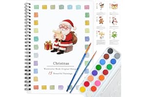 SLWBZ Watercolor Workbooks Coloring Book, Beginner Friendly Painting Kit, Detailed Steps, Creative Exploration Watercolor Book with Paint Set for Adults Teens (Santa Claus, with Paint)