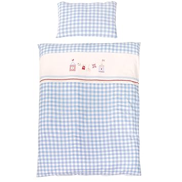 2 Teiliges Bettwasche Set Sunny Day Susse Applikationen Blau Kleinkind Kinder Bett Decke Kissen Baumwolle Amazon De Baby