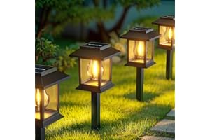 Solar Lights Outdoor Garden Decorations 4 Pack Pathway Lights Waterproof Auto On/Off Solar Garden Stake Lights for Landscape 