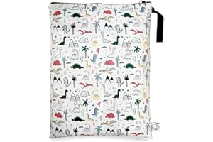 FLOCK THREE Washable and Reusable Wet Bag Diaper Bag Water Resistant Swimming Bag Travel Toiletries Pouch Bears Cats Zippered 12.6'' x 16.5''