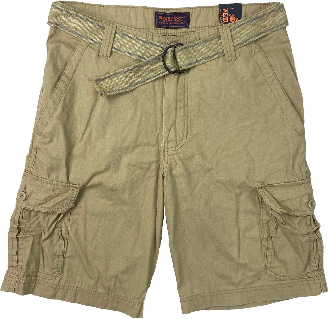 Wearfirst Men's Caution Ripstop Belted Cargo Shorts