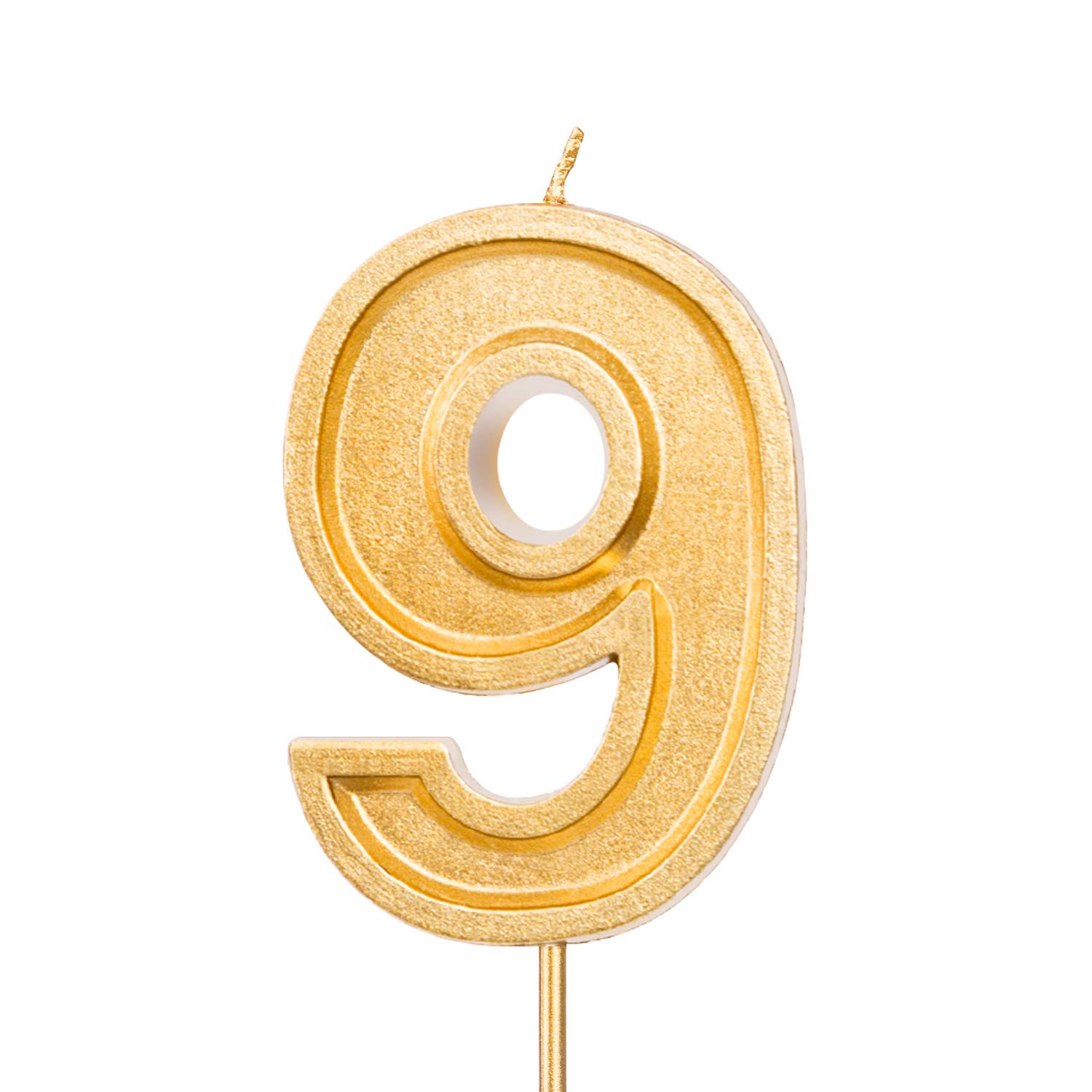 LUTER 2.76 Inches Large Birthday Candles Gold Glitter Birthday Cake Candles Number Candles Cake Topper Decoration for Wedding Party Kids Adults (Number 9)