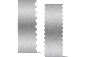 2 Pack Cake Scraper 9 Inch Stainless Steel Double Sided, Cake Smoother with Designs for Buttercream Icing, Baking & Decoratin
