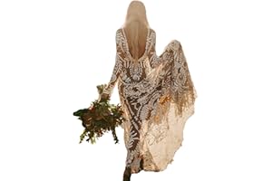 LIPOSA Women's Cowboy Wedding Dress 2 Pieces Long Sleeves Rustic Lace Elopement Mermaid Bridal Gown for Bride