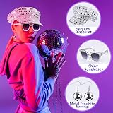 Dreamtop 3Pcs Silver Sequin Hat Set for Abba Women Disco Party Costume view 4