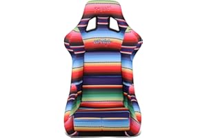 NRG Innovations NRG-FRP-302-MEXICALI Prisma Fixed Back Bucket Racing Seat wBottom Mount, Serape Design/Fresh Red Glitter Back