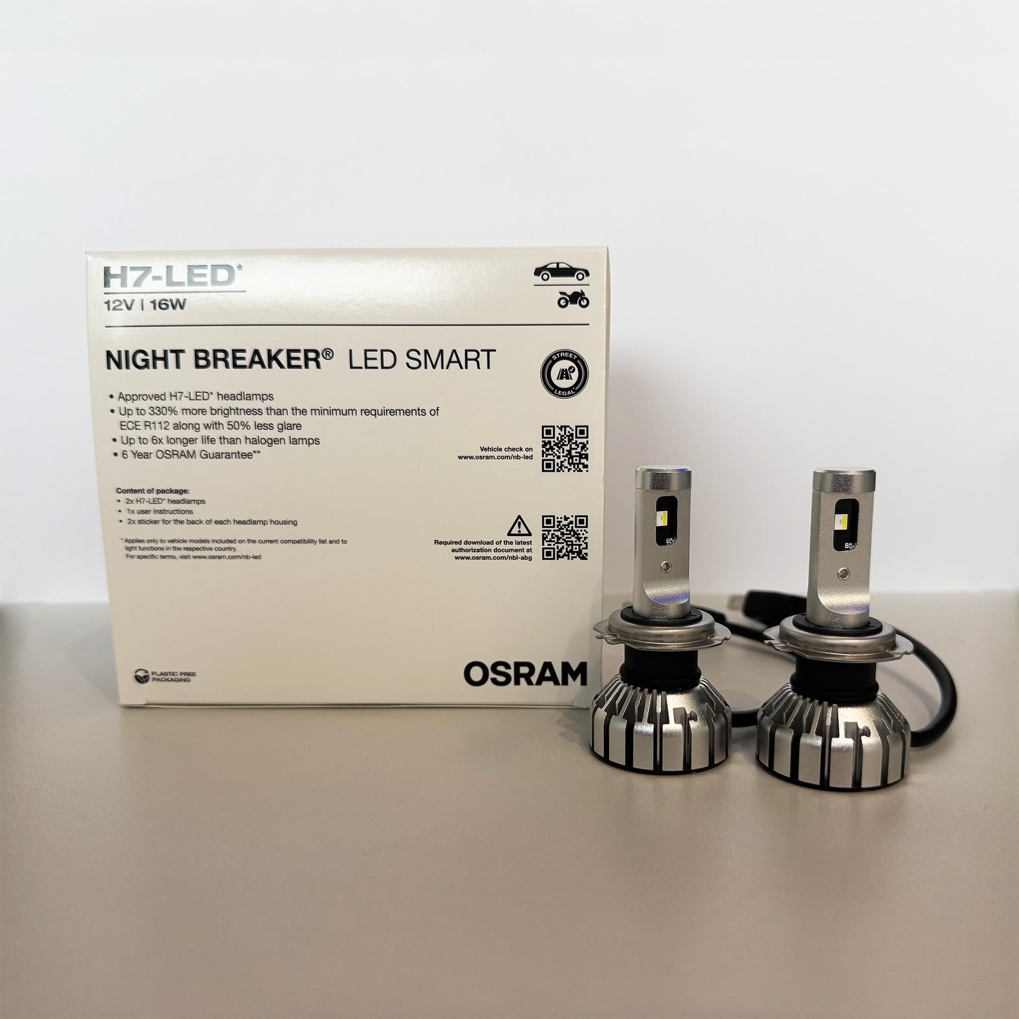 Osram H7 NIGHT BREAKER LED SMART +330% StVZO-Konforme Werkstatt Profi-Set 2St