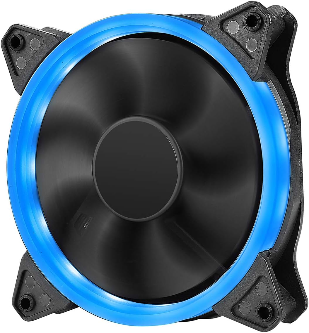 JUSTOP 120MM Blue LED PC Case Cooling Fan 12CM With 22x Blue LED Ring With 3-Pin Motherboard / 4-Pin Molex Connectors / 4x Screws Included