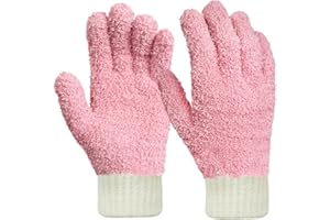 MIG4U Microfiber Dusting Gloves House Cleaning Glove for Blinds, Windows, Shutters, Furniture, and Car, Reusable Lint-Free Pink 1 Pair S/M