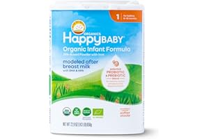 Happy Baby Organics Stage 1 Infant Formula, 0-12 Months, Milk Based Organic Baby Formula Powder with Iron, Probiotics & Prebiotics for Immune & Digestive Support, 22.9 Ounce (Pack of 1)