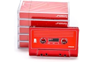 FYDELITY Red Chrome Cassette Tape Blank Cassette Tapes for Recording Blank Audio Tapes Clear Audio Cassette Tape Colored Cassettes Tapes Color Empty Cassette Tape Recordable Tapes-5 Pack 60 Minute