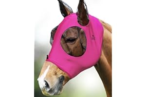 Harrison Howard Super Comfort Stretchy Fly Mask Large Eye Space with UV Protection Soft on Skin with Breathability Rose Pink 