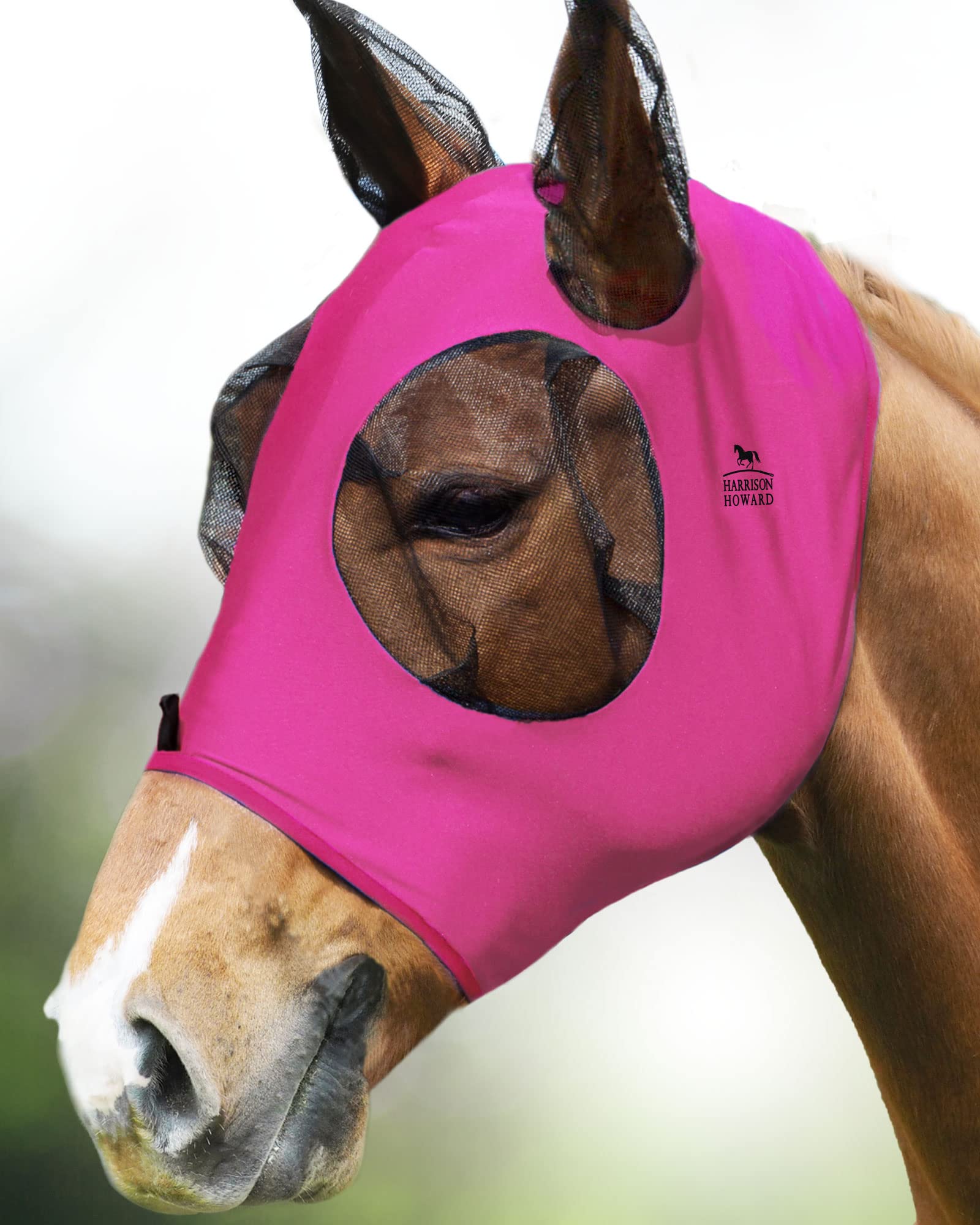 Harrison Howard Super Comfort Stretchy Fly Mask Large Eye Space with UV Protection Soft on Skin with Breathability-Rose Pink — image 1