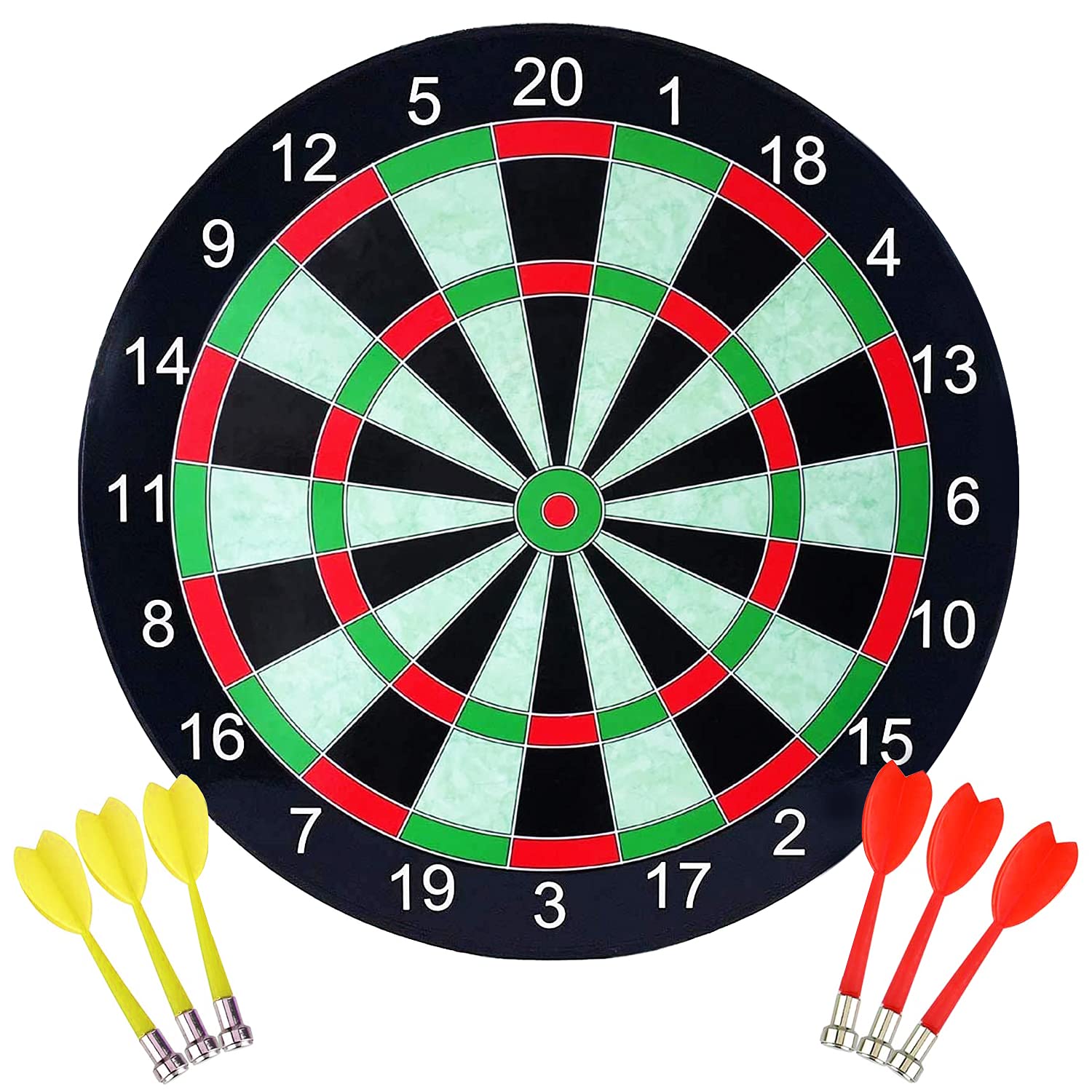 Safety Darts Board Set - 17 Inch Magnetic Dart Board with 6 Darts, Perfect for Home, Garden or Party Games