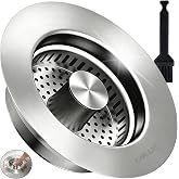 Upgraded 3-in-1 Pop-Up Kitchen Sink Drain Strainer Stopper | Removable 304 Stainless Steel Anti-Clog Food Catcher Basket with Brass Pop-Up Core; Fits Standard 3-1/2 Inch Drains