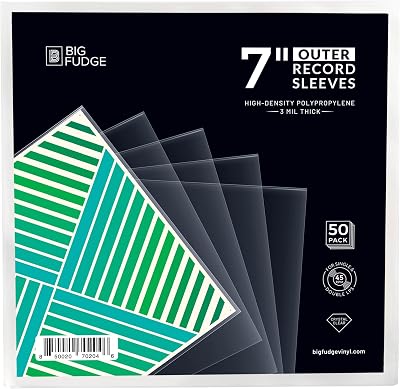 BIG FUDGE 7 inch Outer Vinyl Sleeves 50pcs Clear 3 mil 7.42 x 7.42 in